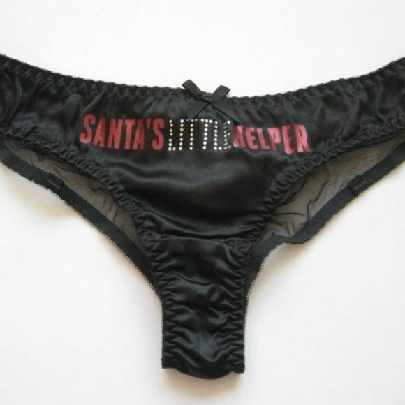 Victoria’s Secret Santa’s Little Helper Black Bikini Panty Christmas New Small - Picture 1 of 7
